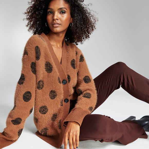 Ade Samuel for INC Polka-Dot Boyfriend Cardigan XS - Picture 1 of 16